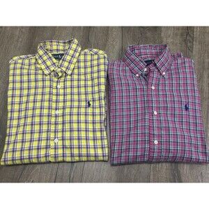 Lot Of 2 Ralph Lauren Shirt Mens Small Plaid Button Down Long Sleeve Cotton